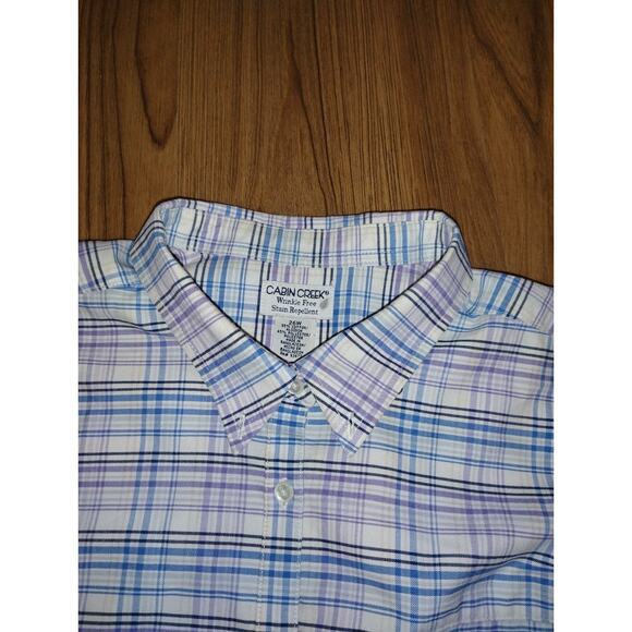 Cabin Creek Wrinkle Free Shirt Mens Stain Repellent Long Sleeve Plaid - Picture 5 of 10